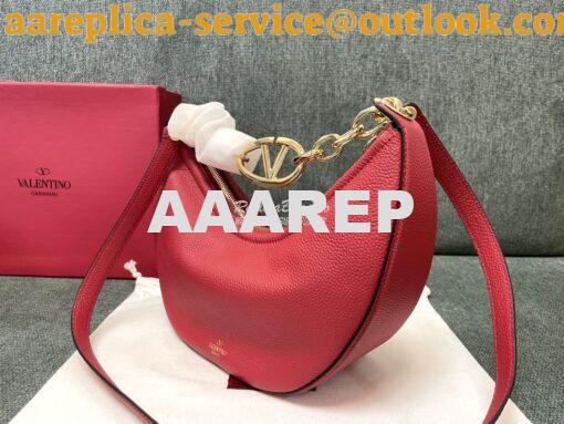 Replica Valentino Small Vlogo Moon Hobo Bag In Grainy Calfskin With Ch 4