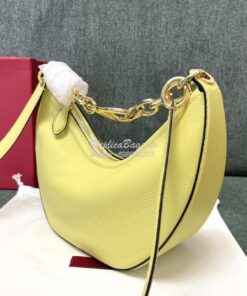 Replica Valentino Small Vlogo Moon Hobo Bag In Grainy Calfskin With Ch 2