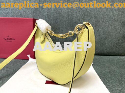 Replica Valentino Small Vlogo Moon Hobo Bag In Grainy Calfskin With Ch 2