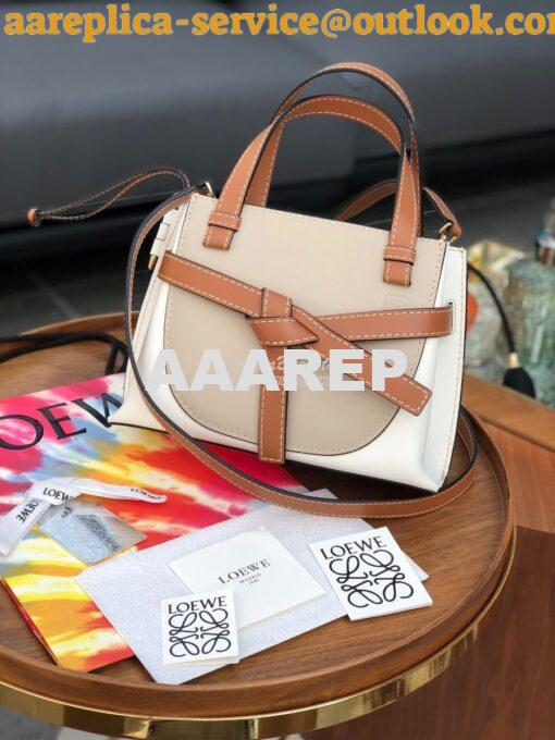 Replica Loewe Gate Top Handle Mini Bag 66042 in Natural Calfskin Light