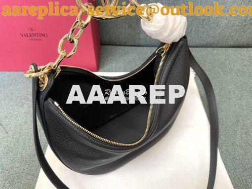 Replica Valentino Small Vlogo Moon Hobo Bag In Grainy Calfskin With Ch 7