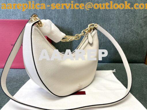 Replica Valentino Small Vlogo Moon Hobo Bag In Grainy Calfskin With Ch 3