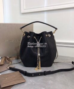 Replica Bvlgari Serpenti Forever Bucket Bag in Black Metallic Karung S