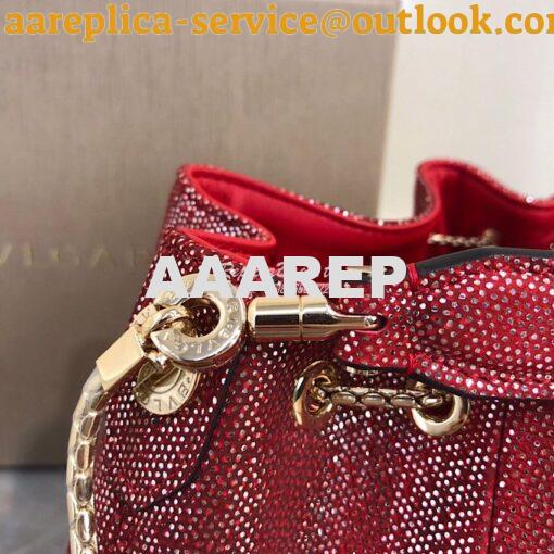 Replica Bvlgari Serpenti Forever Bucket Bag in Red Metallic Karung Sna 5