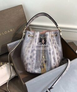 Replica Bvlgari Serpenti Forever Bucket Bag in Crystal Rose Metallic K