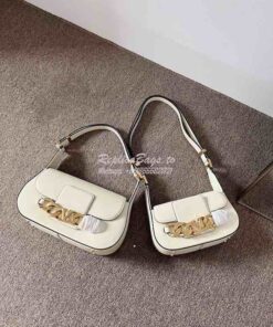 Replica Valentino VLogo Chain Calfskin Shoulder Bag 1W2B0K White