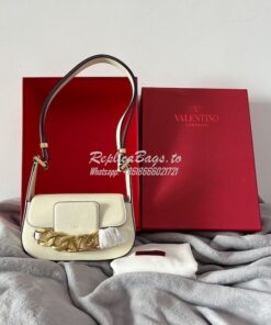 Replica Valentino VLogo Chain Calfskin Shoulder Bag 1W2B0K White 2