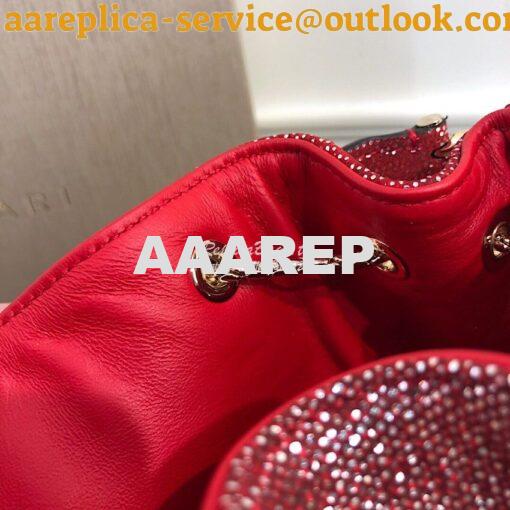 Replica Bvlgari Serpenti Forever Bucket Bag in Red Metallic Karung Sna 7