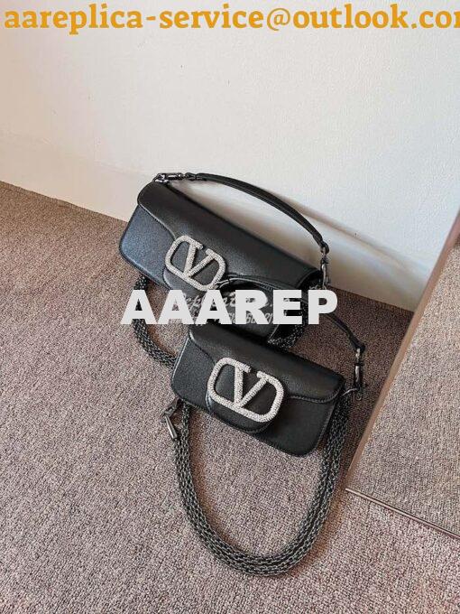 Replica Valentino Locò Shoulder Bag With Jewel Logo WB0K53 Black