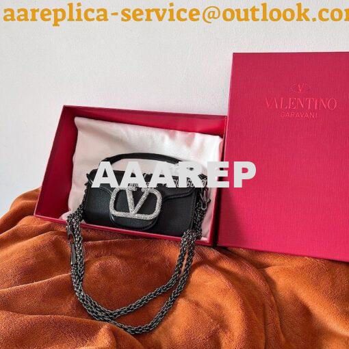 Replica Valentino Locò Shoulder Bag With Jewel Logo WB0K53 Black 2