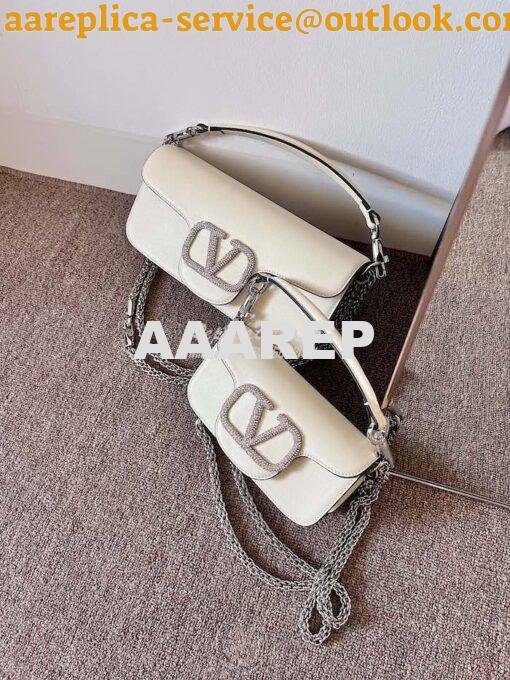 Replica Valentino Locò Shoulder Bag With Jewel Logo WB0K53 Ivory