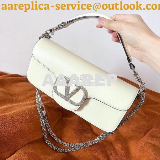 Replica Valentino Locò Shoulder Bag With Jewel Logo WB0K53 Ivory 13