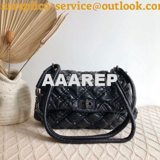 Replica Valentino Medium Nappa Spikeme Shoulder Bag VW2B0H78 Black 2