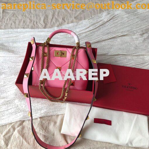 Replica Valentino Small Roman Stud The Handle Bag In Nappa BSF098 Flam