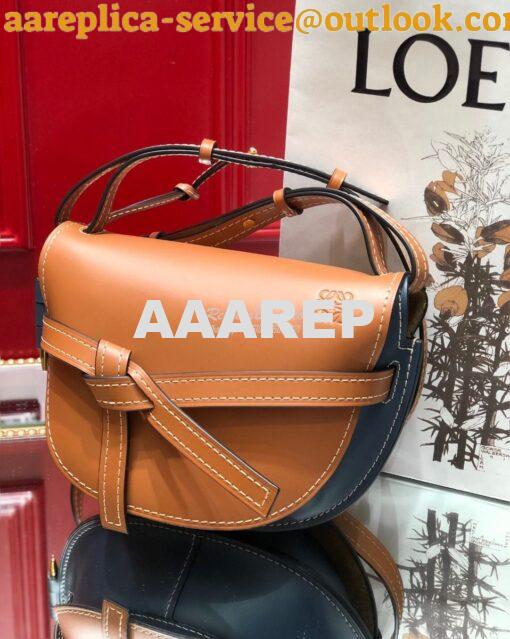 Replica Loewe Gate Small Bag 397511 Tan/ Blue 2