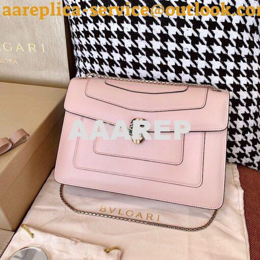 Replica Bvlgari Serpenti Forever Flap Cover Bag 19s Crystal Rose 28495