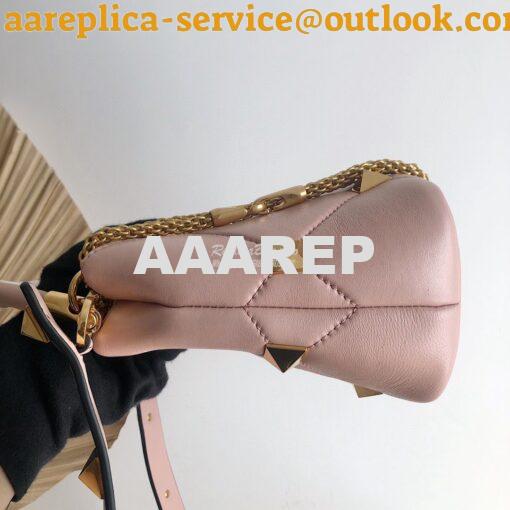 Replica Valentino Small Roman Stud The Handle Bag In Nappa BSF098 Rose 4