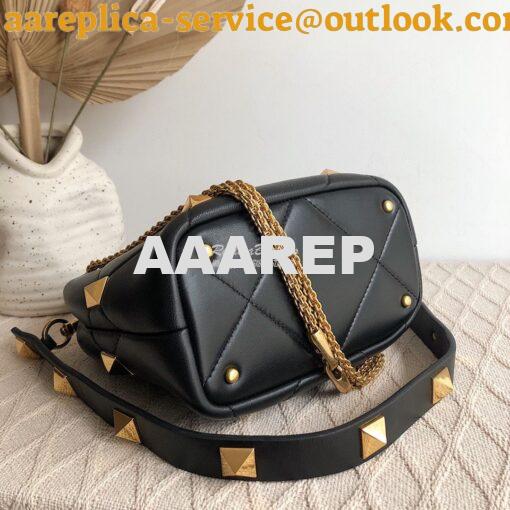 Replica Valentino Small Roman Stud The Handle Bag In Nappa BSF098 Blac 5