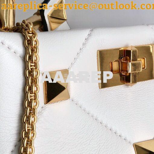 Replica Valentino Small Roman Stud The Handle Bag In Nappa BSF098 Whit 4