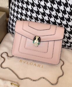 Replica Bvlgari Serpenti Forever Flap Cover Bag 19s Crystal Rose 34559