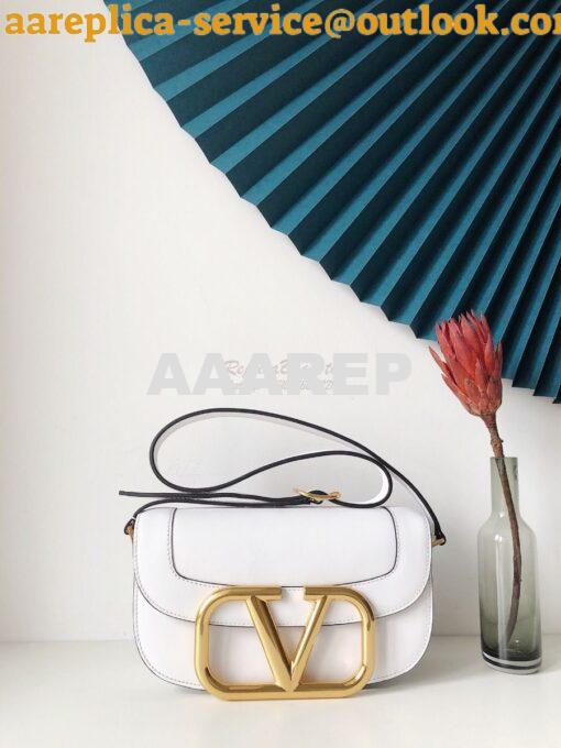 Replica Valentino Supervee Crossbody Calfskin Bag VW2B0G09 White