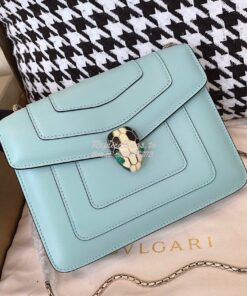 Replica Bvlgari Serpenti Forever Flap Cover Bag 19s Glacier Turquoise