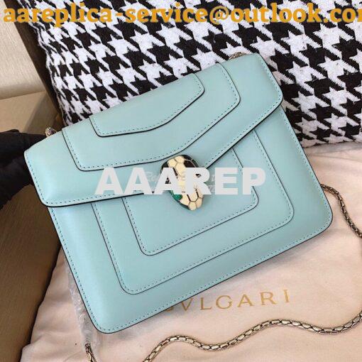 Replica Bvlgari Serpenti Forever Flap Cover Bag 19s Glacier Turquoise