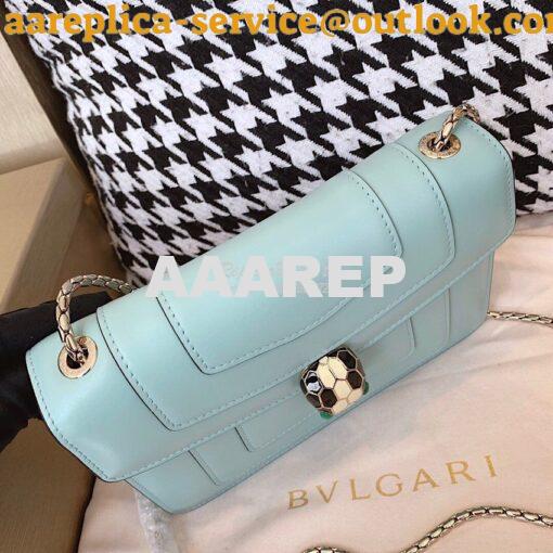 Replica Bvlgari Serpenti Forever Flap Cover Bag 19s Glacier Turquoise 3