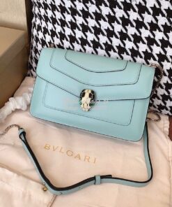 Replica Bvlgari Serpenti Forever Flap Cover Bag 19s Glacier Turquoise