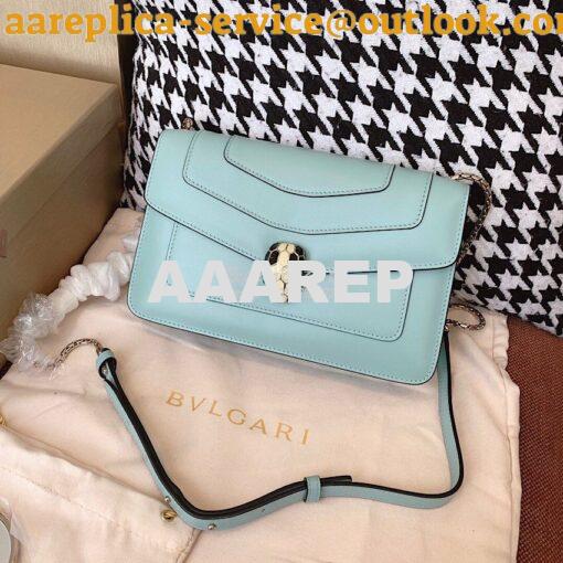 Replica Bvlgari Serpenti Forever Flap Cover Bag 19s Glacier Turquoise