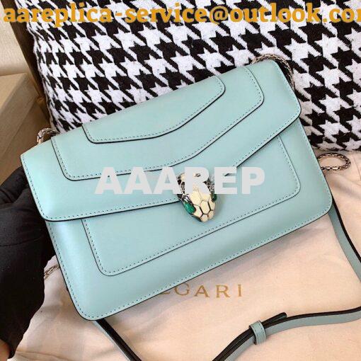 Replica Bvlgari Serpenti Forever Flap Cover Bag 19s Glacier Turquoise 2