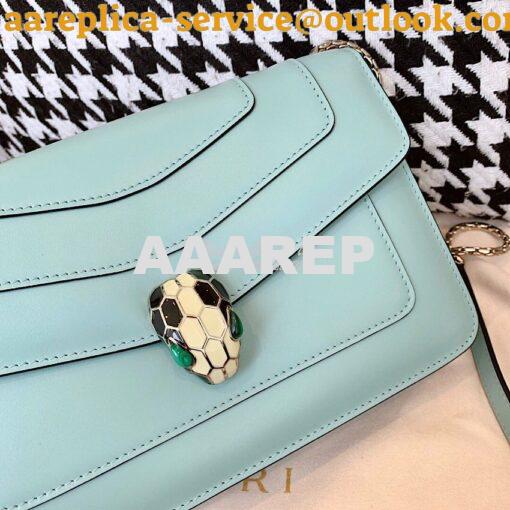 Replica Bvlgari Serpenti Forever Flap Cover Bag 19s Glacier Turquoise 3