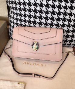 Replica Bvlgari Serpenti Forever Flap Cover Bag 19s Crystal Rose 28017