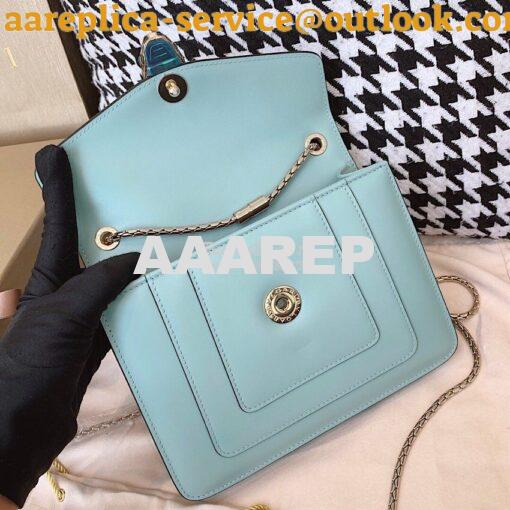 Replica Bvlgari Serpenti Forever Flap Cover Bag 19s Glacier Turquoise 7