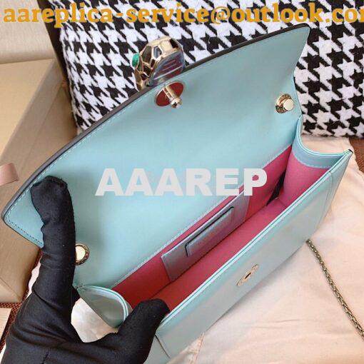 Replica Bvlgari Serpenti Forever Flap Cover Bag 19s Glacier Turquoise 5