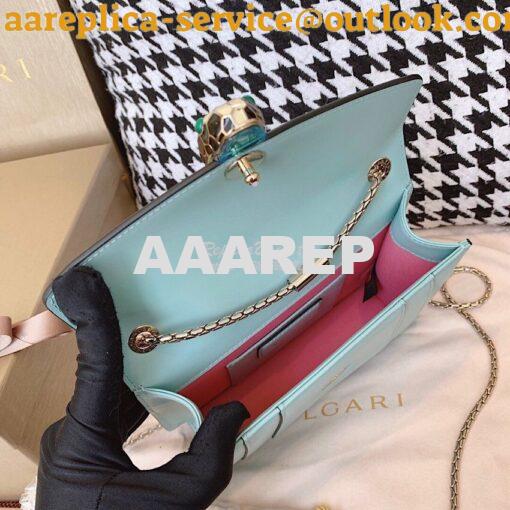 Replica Bvlgari Serpenti Forever Flap Cover Bag 19s Glacier Turquoise 8