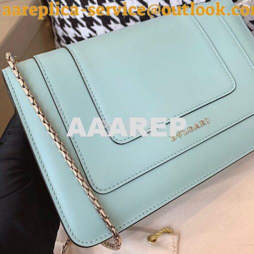 Replica Bvlgari Serpenti Forever Flap Cover Bag 19s Glacier Turquoise 7