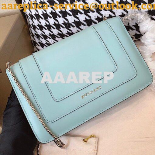 Replica Bvlgari Serpenti Forever Flap Cover Bag 19s Glacier Turquoise 8