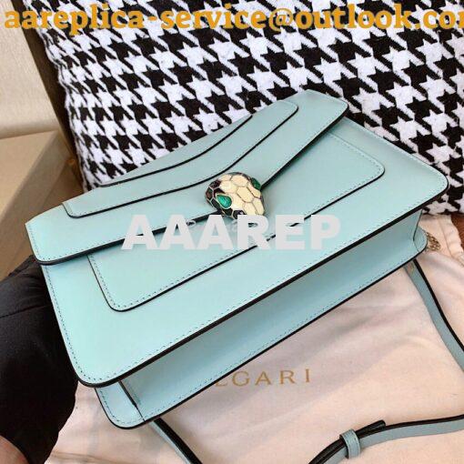 Replica Bvlgari Serpenti Forever Flap Cover Bag 19s Glacier Turquoise 10