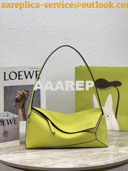 Replica Loewe Puzzle Hobo Bag In Nappa Calfskin A510J67 Lime