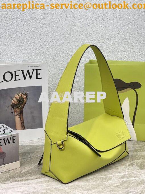 Replica Loewe Puzzle Hobo Bag In Nappa Calfskin A510J67 Lime 2