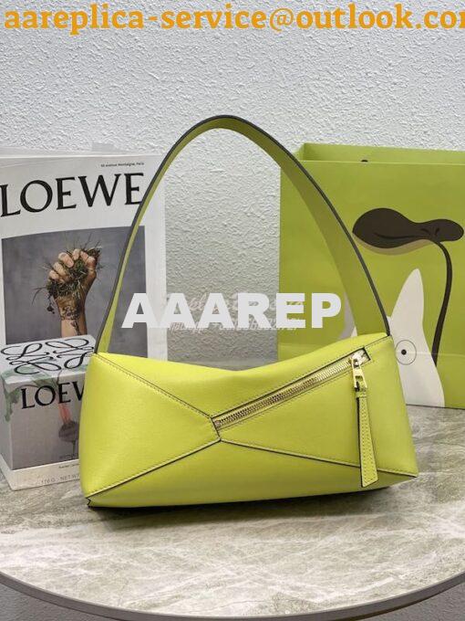 Replica Loewe Puzzle Hobo Bag In Nappa Calfskin A510J67 Lime 4