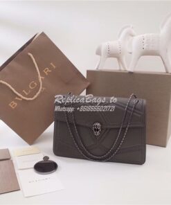 Replica BVLGARI 'Serpenti Forever' Flap cover bag 284173 grey