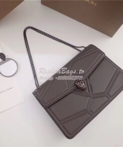 Replica BVLGARI 'Serpenti Forever' Flap cover bag 284173 grey 2