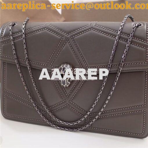 Replica BVLGARI 'Serpenti Forever' Flap cover bag 284173 grey 3