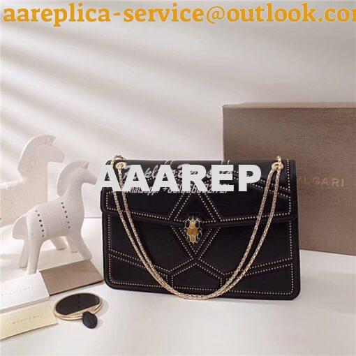 Replica BVLGARI 'Serpenti Forever' Flap cover bag 284173 black with go