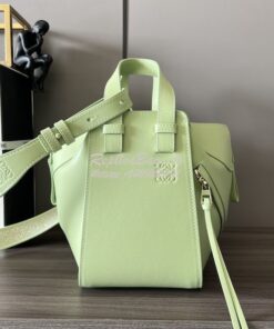 Replica Loewe Compact Hammock in satin calfskin A538H13 Lime Green Gla