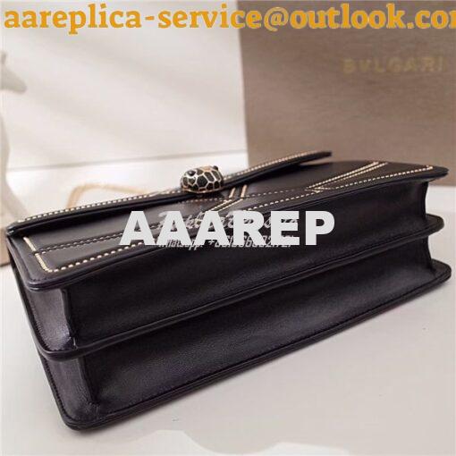 Replica BVLGARI 'Serpenti Forever' Flap cover bag 284173 black with go 6