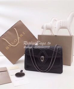 Replica BVLGARI 'Serpenti Forever' Flap cover bag 284173 black with si