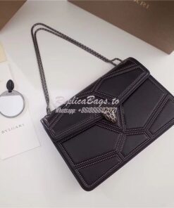 Replica BVLGARI 'Serpenti Forever' Flap cover bag 284173 black with si 2